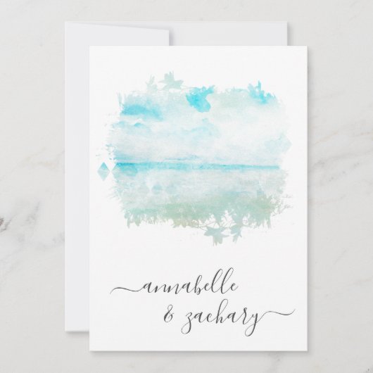 *～*ビーチ海海+ RSVP - QR AR7 結婚 招待状 (正面)