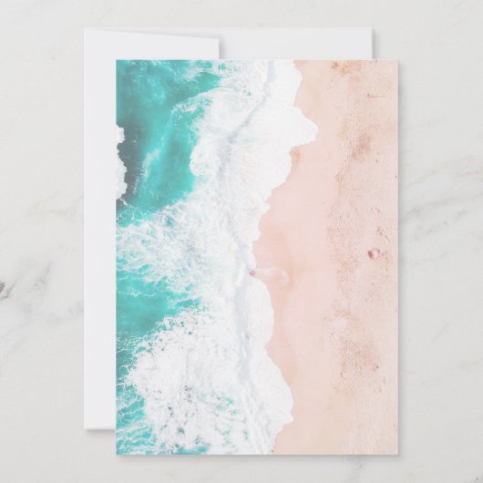 ビーチ海熱帯ティール(緑がかった色)ホワイトブラウン結婚ズ#3 招待状 (裏面)