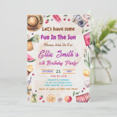 ビーチ海熱帯夏誕生日招待状 招待状 (スタンド正面)