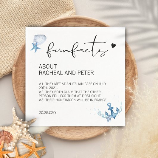 ビーチ海結婚のスクリプトシンプルおもしろいファクト スタンダードカクテルナプキン