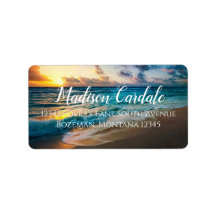 ビーチ海結婚ウェーブズ差出人住所ラベル