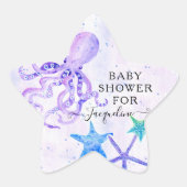 ビーチ海辺の明るいタコヒトデ赤ちゃんシャワー 星シール (正面)