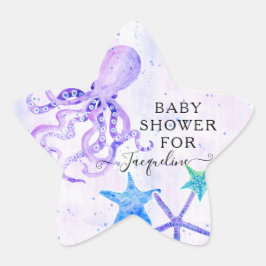 ビーチ海辺の明るいタコヒトデ赤ちゃんシャワー 星シール