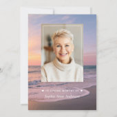 ビーチ海辺の葬儀お祝いの生活写真 招待状 (裏面)