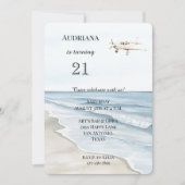 ビーチ海飛行機誕生日 招待状