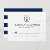 ビーチ灯台 |テーマ航海の別ウェディングRSVP 出欠カード (正面/裏面)