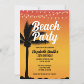 ビーチ焚き火テーマ誕生日パーティーの招待 招待状 (正面)