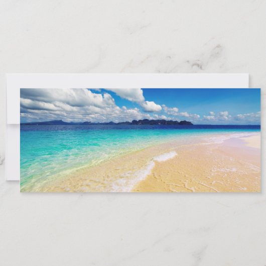 ビーチ熱帯の目的地の結婚式と写真 招待状 (裏面)