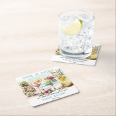 ビーチ熱帯をテーマにしたカクテルバチェロレッテ スクエアペーパーコースター (インサイチュ)