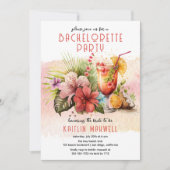 ビーチ熱帯をテーマにしたカクテルバチェロレッテ 招待状 (正面)