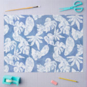 ビーチ熱帯ジャングルの葉の青と白 薄葉紙 (クラフト)