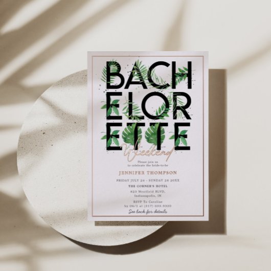 ビーチ熱帯バチェロレッテ週末バラ金ゴールド 箔招待状