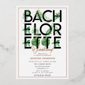 ビーチ熱帯バチェロレッテ週末バラ金ゴールド 箔招待状 (正面)