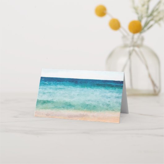 ビーチ熱帯パームツリーウェディングパーティー座席表 プレイスカード (裏面)