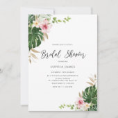 ビーチ熱帯パーム葉ブライダルシャワー 招待状 (正面)