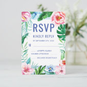 ビーチ熱帯フローラカラフルハワイアン結婚ズ 出欠カード (スタンド正面)