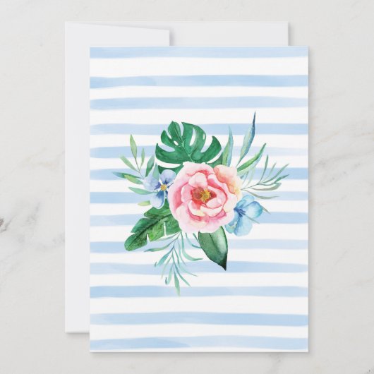 ビーチ熱帯フローラカラフルハワイアン結婚ズ 招待状 (裏面)