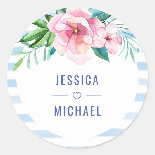 ビーチ熱帯フローラサマーウォーター結婚カラー ラウンドシール (正面)