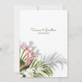 ビーチ熱帯フローラシャドウカップルのシャワー 招待状 (裏面)