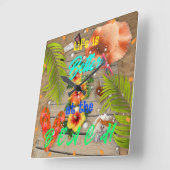 ビーチ熱帯夏のおもしろいで生活が良い スクエア壁時計 (傾斜)