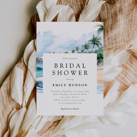 ビーチ熱帯夏のブライダルシャワーへの招待 招待状