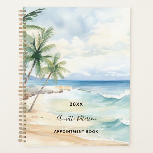 ビーチ熱帯性ヤシの木の波2026 プランナー手帳 (正面)