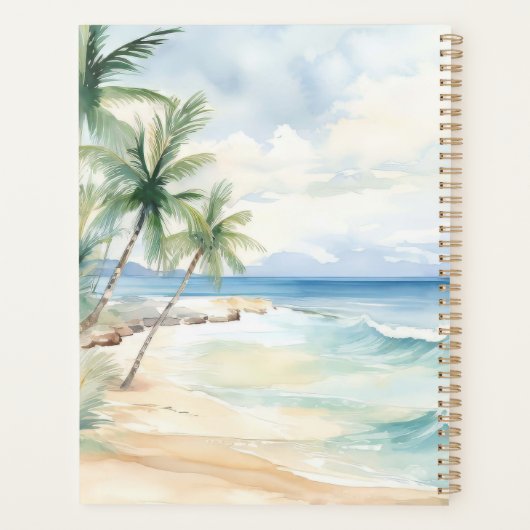 ビーチ熱帯性ヤシの木の波2026 プランナー手帳 (裏面)