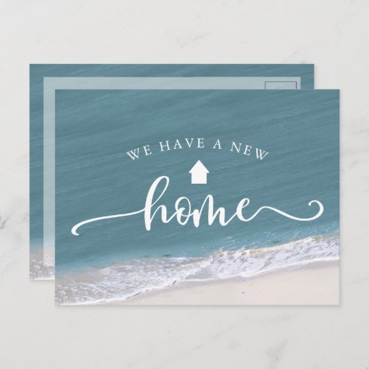 ビーチ熱帯書道が新しいアドレスを移動 ポストカード (正面/裏面)