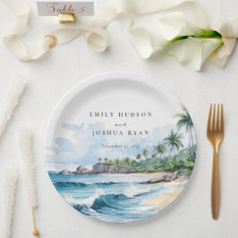 ビーチ熱帯水結婚色 ペーパープレート