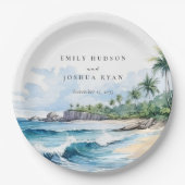 ビーチ熱帯水結婚色 ペーパープレート (正面)