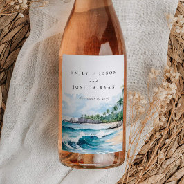 ビーチ熱帯水結婚色 ワインラベル
