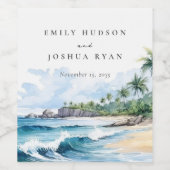 ビーチ熱帯水結婚色 ワインラベル (シングルラベル)