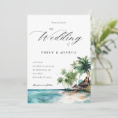 ビーチ熱帯水結婚色 招待状 (スタンド正面)
