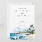 ビーチ熱帯水結婚色 招待状 (正面)