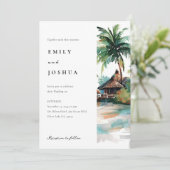 ビーチ熱帯水結婚色 招待状 (スタンド正面)