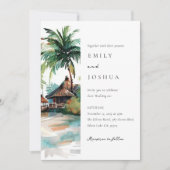 ビーチ熱帯水結婚色 招待状 (正面)
