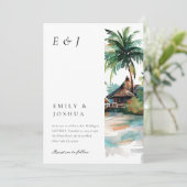ビーチ熱帯水結婚色 招待状 (スタンド正面)