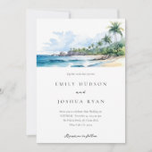 ビーチ熱帯水結婚色 招待状 (正面)