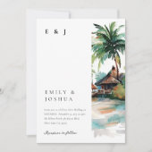 ビーチ熱帯水結婚色 招待状 (正面)