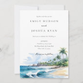ビーチ熱帯水結婚色 招待状 (正面)