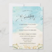 ビーチ熱帯海目的地の結婚式 招待状 (正面)