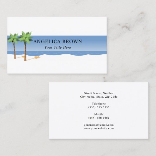 ビーチ熱帯目的地 名刺 (正面/裏面)