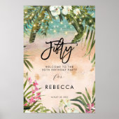 ビーチ熱帯花模様50ウェルカムサインポスター ポスター (正面)