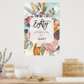 ビーチ熱帯花模様80歓迎の看板ポスター ポスター (キッチン)