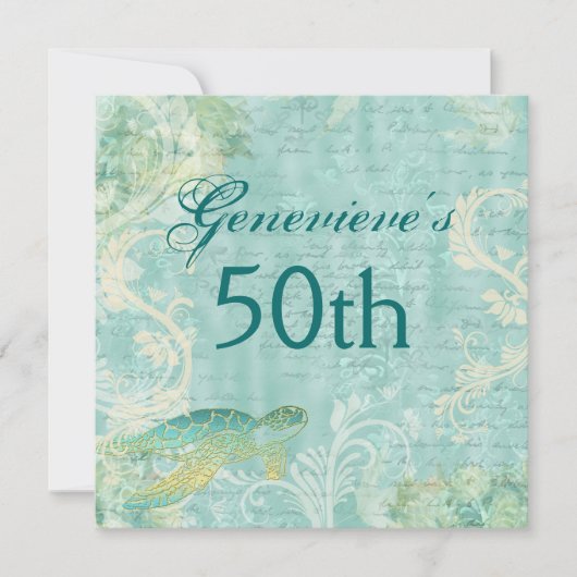 ビーチ熱帯誕生日パーティカスタムー 招待状 (正面)