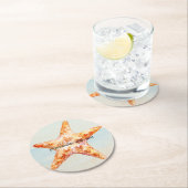 ビーチ熱帯魚とヒトデ ラウンドペーパーコースター (インサイチュ)