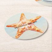 ビーチ熱帯魚とヒトデ ラウンドペーパーコースター (アングル)