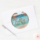 ビーチ熱帯80歳の誕生日シール ラウンドシール (封筒)