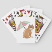 ビーチ猫(ピンクとグリーンの傘) トランプ (裏面)