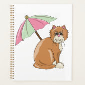 ビーチ猫（ピンクとグリーンの傘） プランナー手帳 (正面)